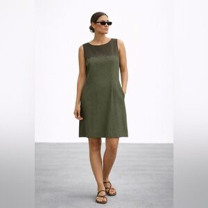 Vintage Petite Sophisticate Olive Silk Dress Size 4